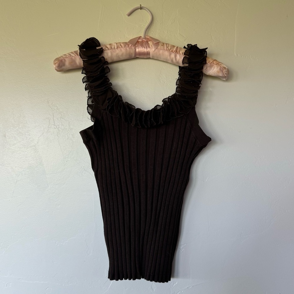 EVIE Ruffled Sequin Tank Top